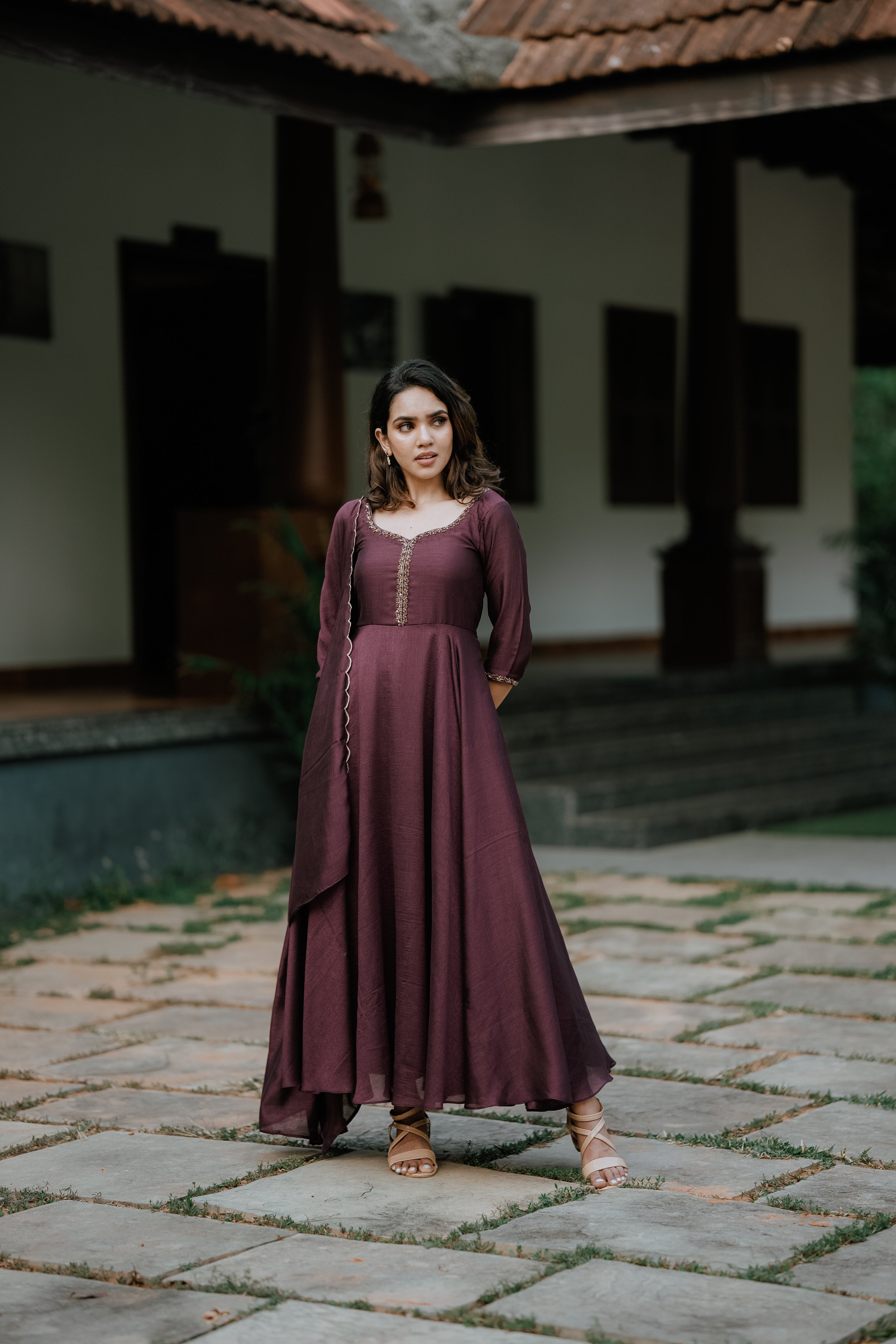 Handworked Double Umbrella Cut Kurta with Dupatta