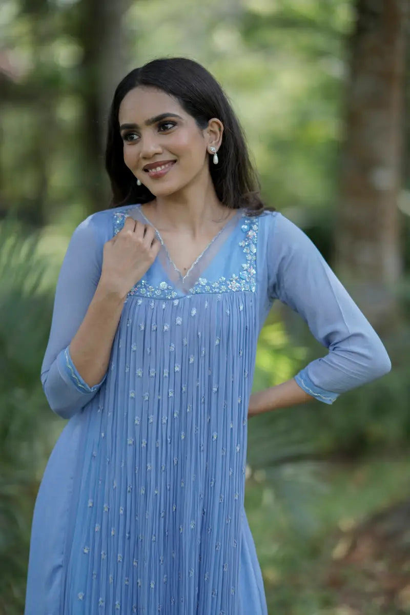 Handworked Pleated Kurta