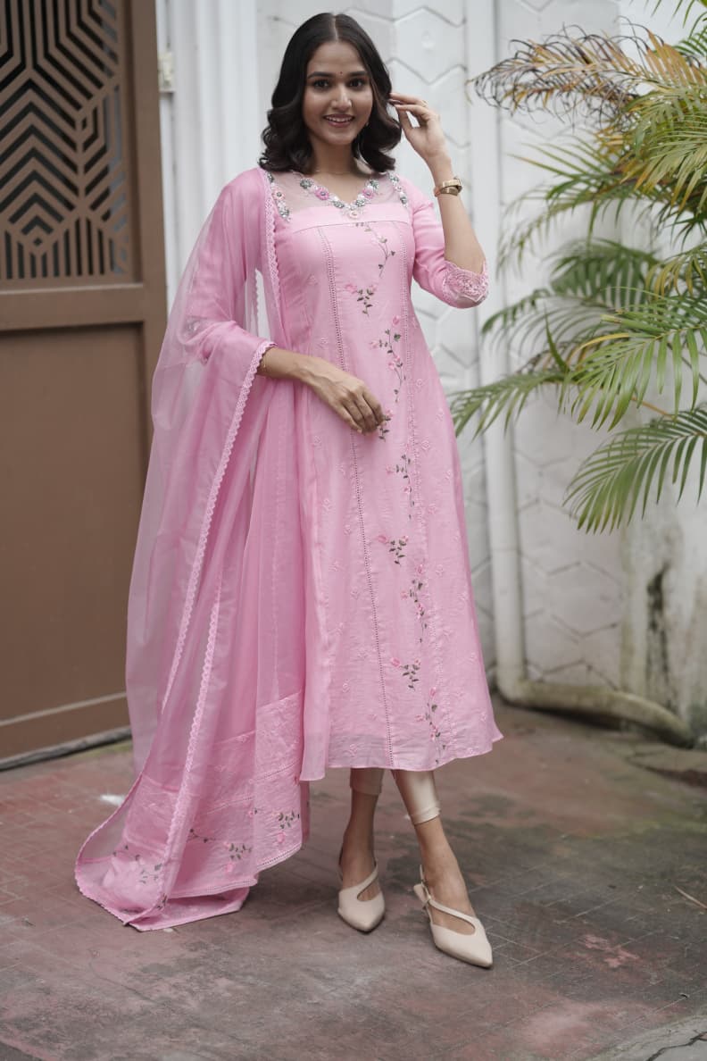 Handworked 3 Panel Kurta with Dupatta