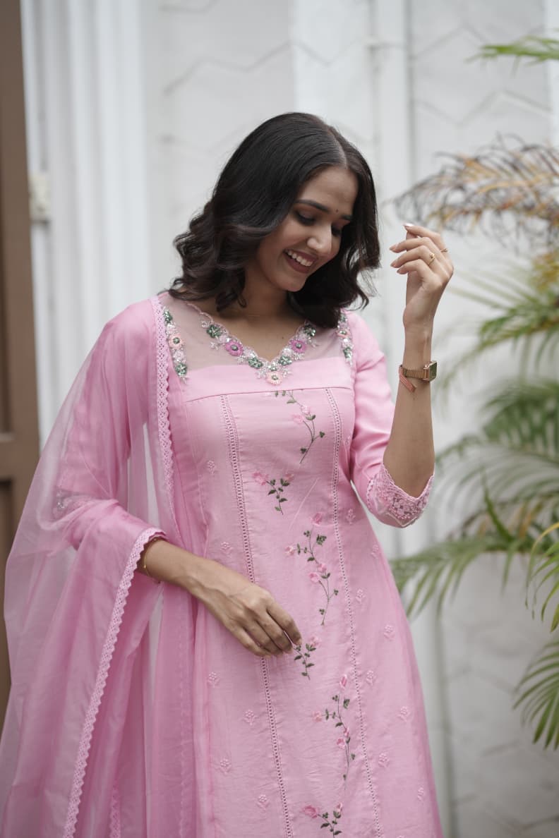 Handworked 3 Panel Kurta with Dupatta