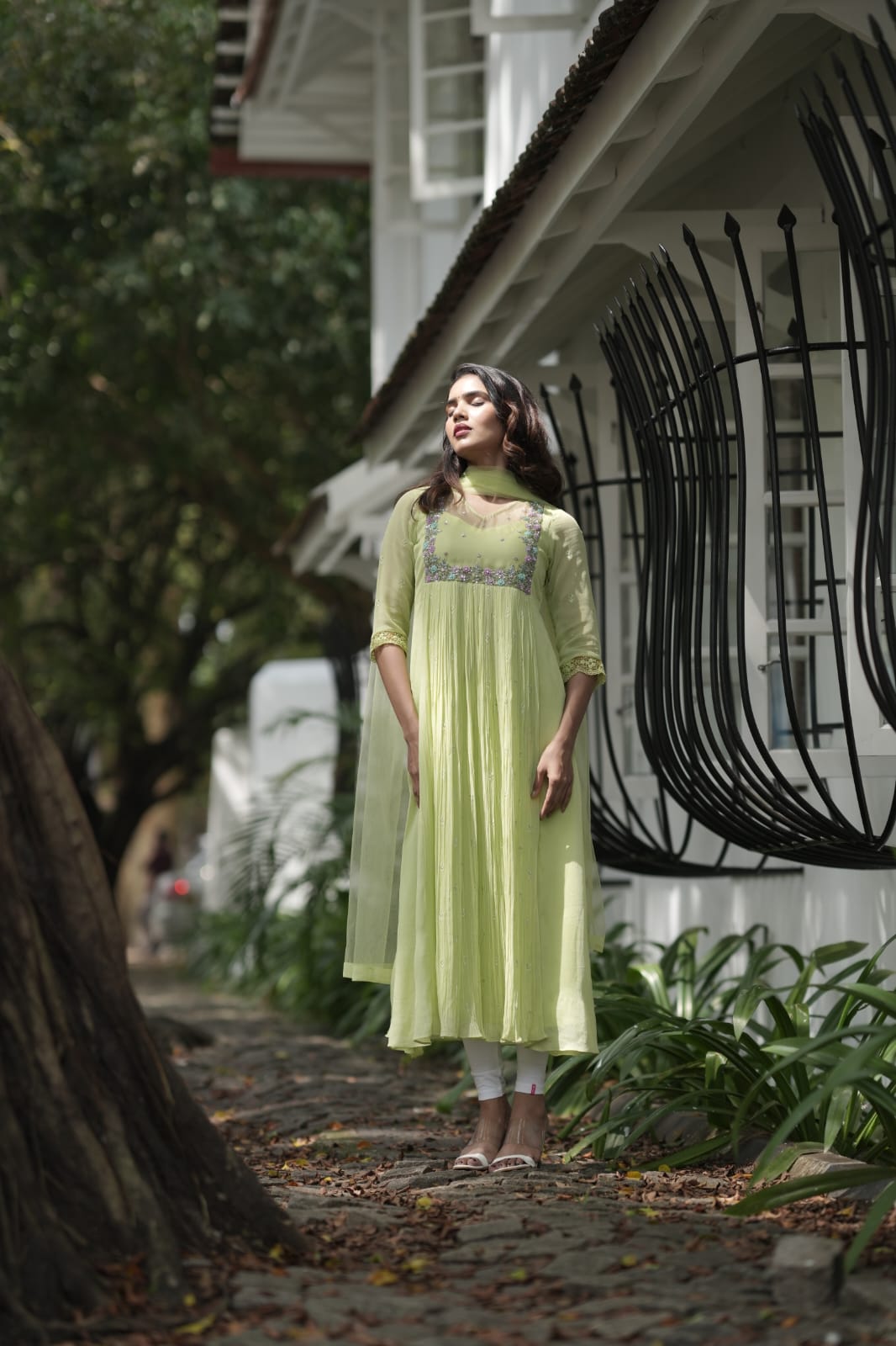 Handworked Pleated Kurta with Dupatta