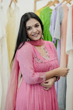 Handworked Pleated Kurta with Dupatta