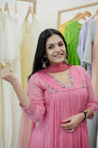 Handworked Pleated Kurta with Dupatta