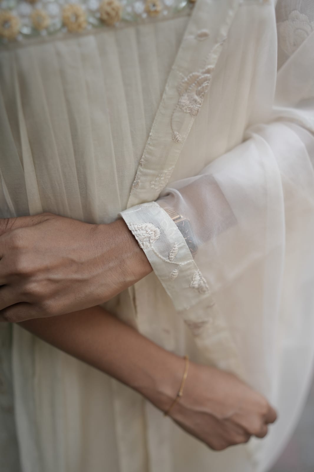 Handworked Pleated Kurta with Dupatta